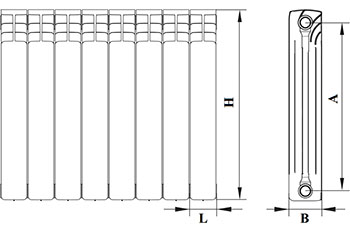 Радиатор биметаллический секционный Benarmo BM 500/78 S19 4 секции RAL 9016 (цвет - белый), боковое подключение, универсальное